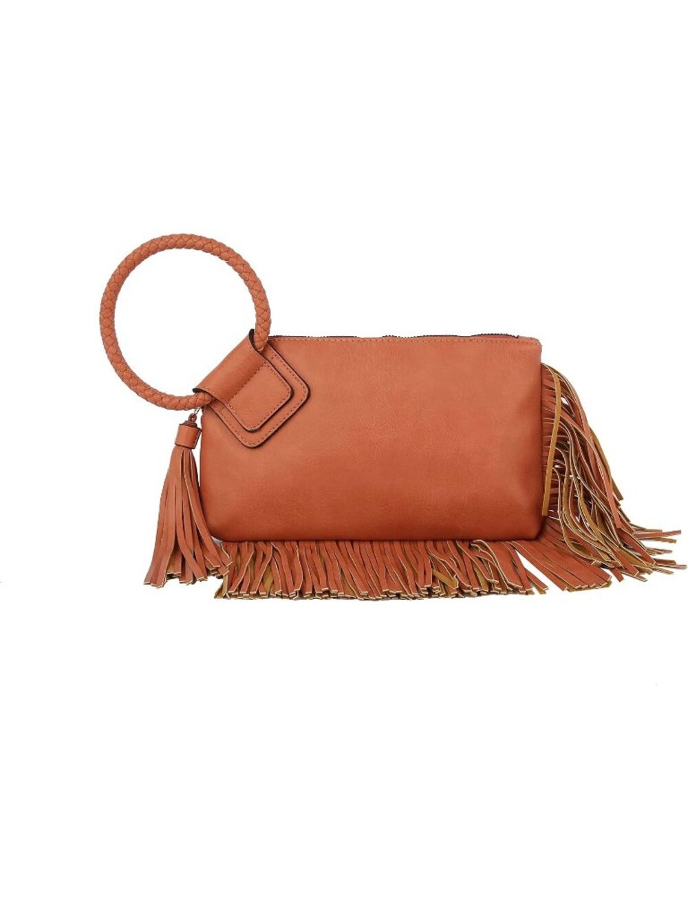 Women Coral Fringe Leather Formal Purse Wristlet Wallet Casual Evening Handbag